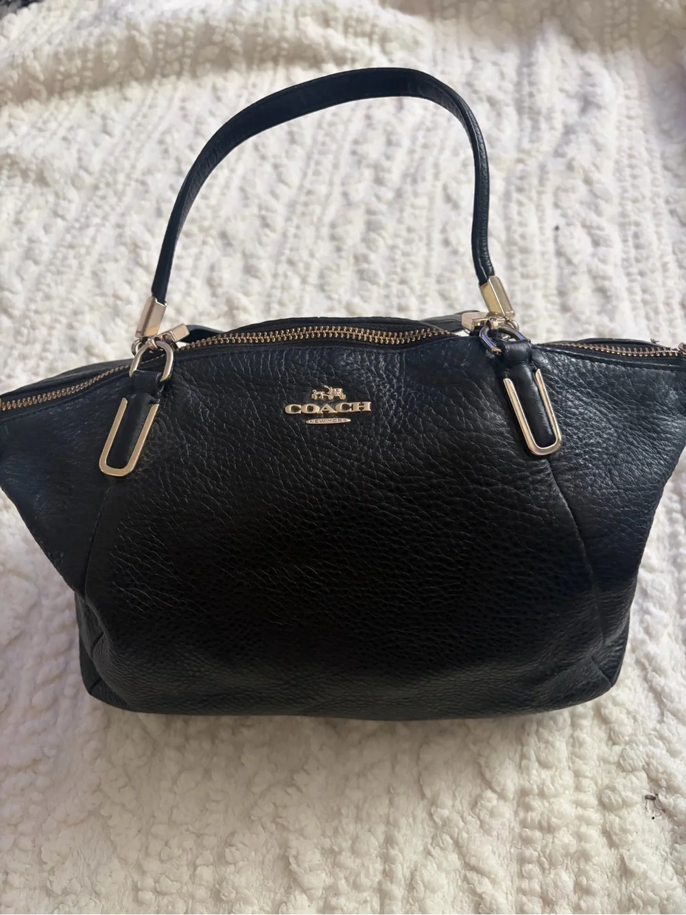Coach Black Pebbled Leather Shoulder Bag with Gold Hardware